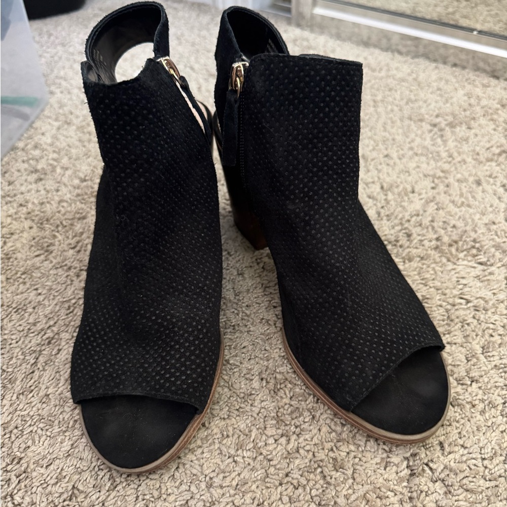 Aldo Black Peep-Toe Ankle Boots
